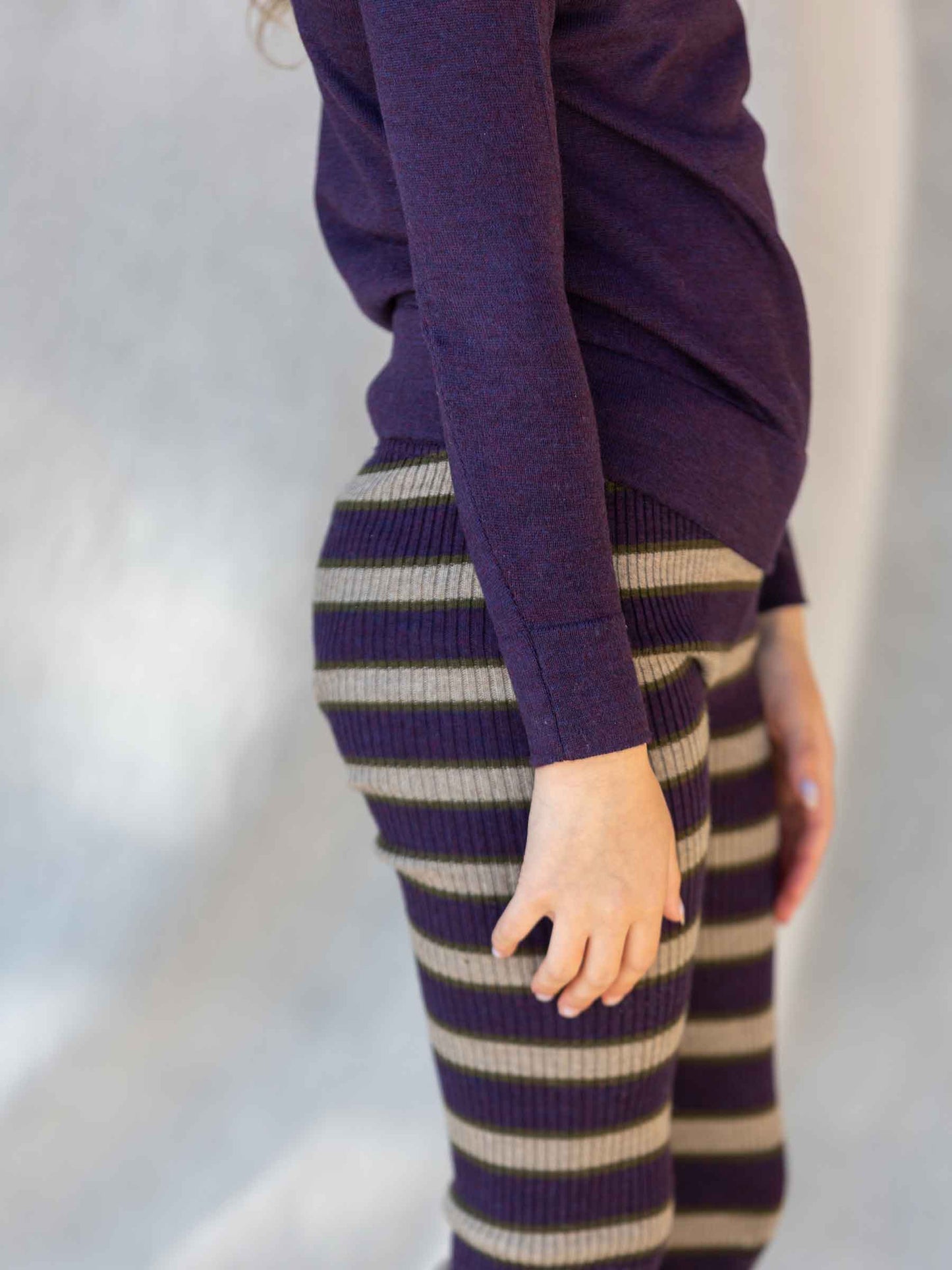 Knit Leggings Plum Stripe