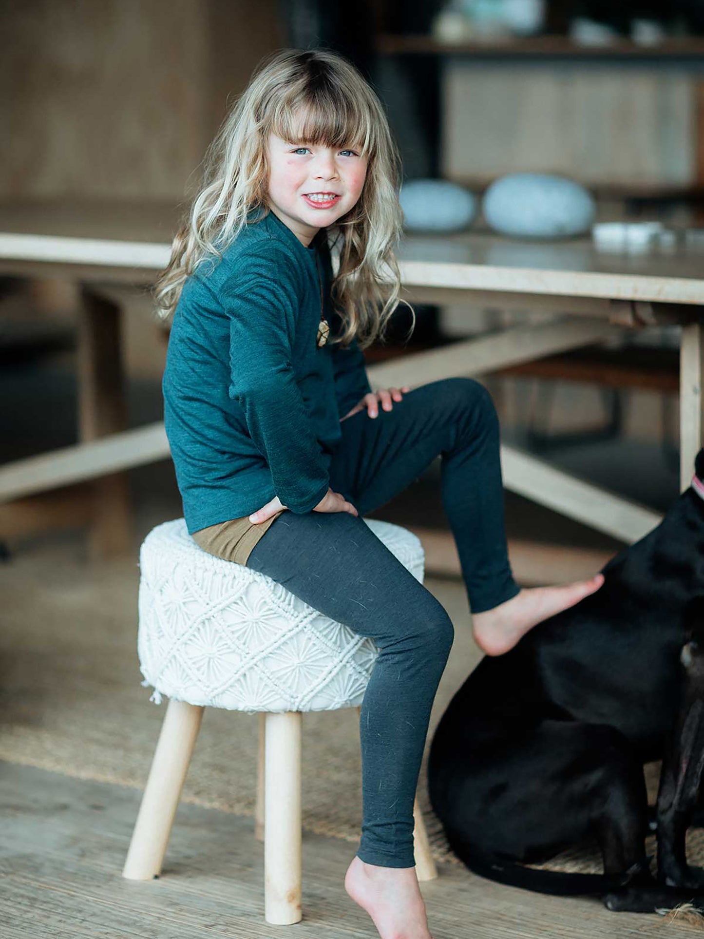 Child MerinoSilk Abel Leggings Charcoal