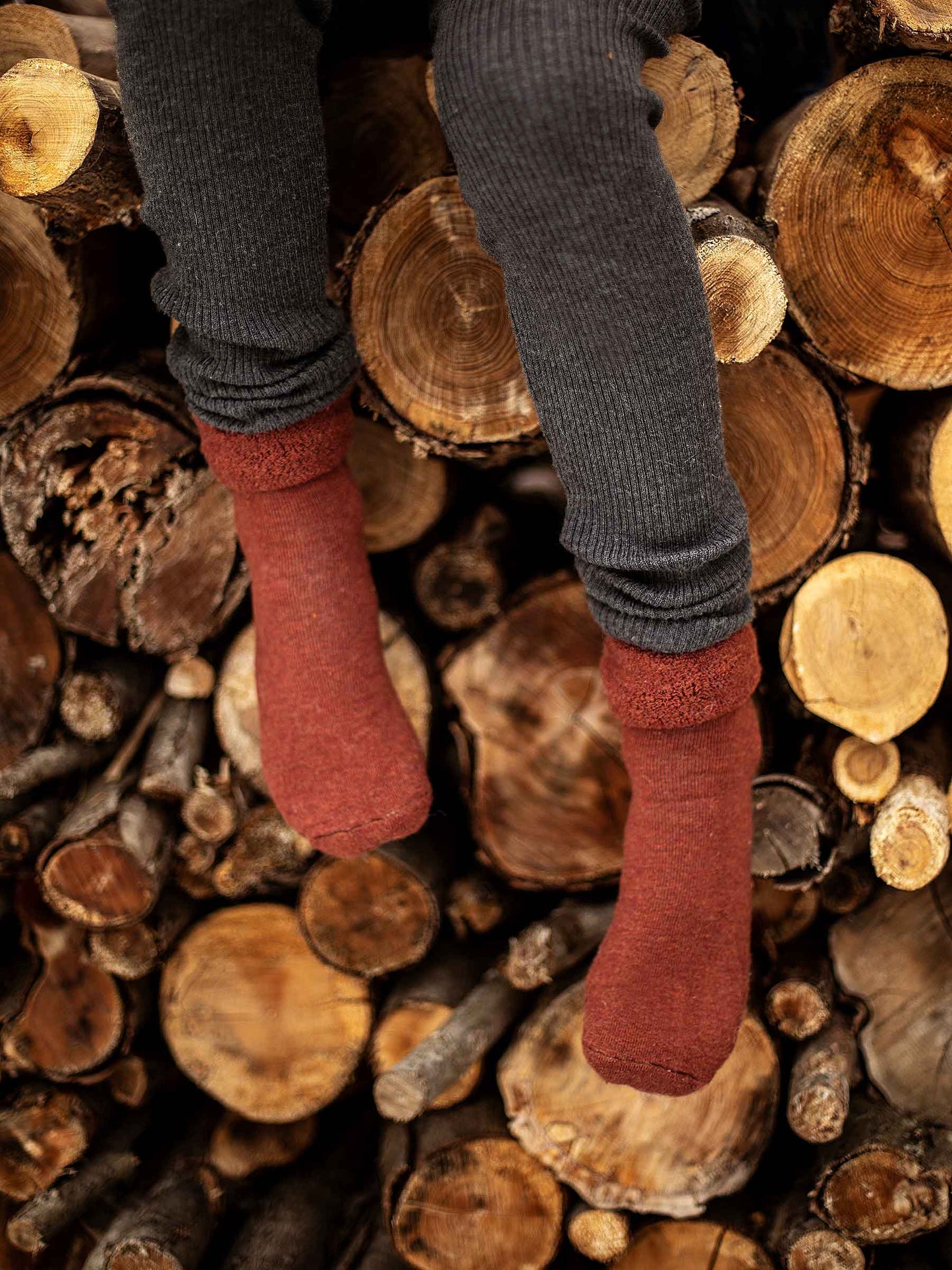 Merino Child Lounge Socks Rust