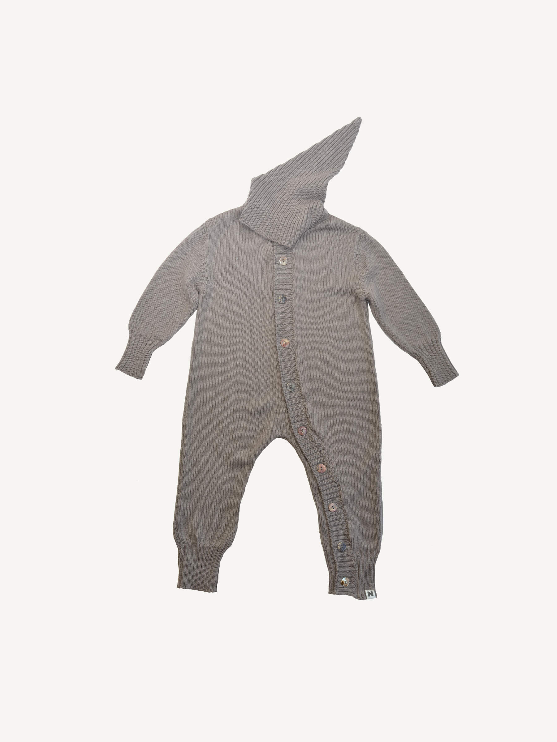 Milo Hooded Romper Stone